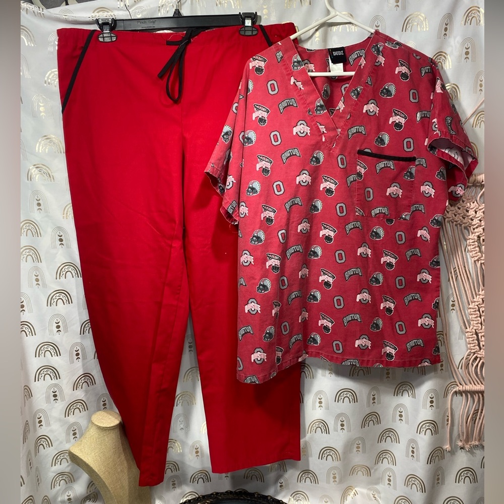 Vibrant Red Unisex Ohio State Scrub Set